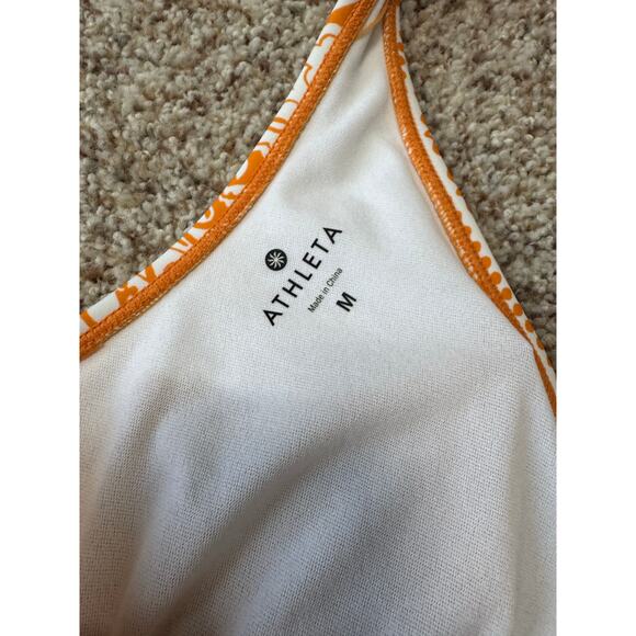 ATHLETA women's swim Tankini top, size Medium; Orange & Pink, halter style - Picture 3 of 5